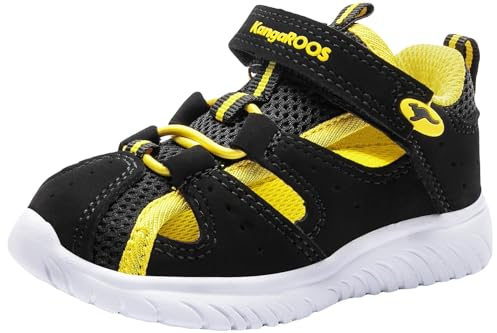 KangaROOS Unisex Kinder KI-Rock Lite EV Sneaker, Jet Black/Lemon Chrome