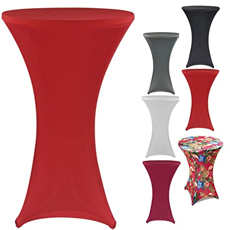 heimtexland ® Stehtischhusse Event Deko Stretch Husse Stehtisch Bistrotisch Party Dekoration Hochzeit Tischdeko Bezug Ökotex Typ843 Rot 80 cm