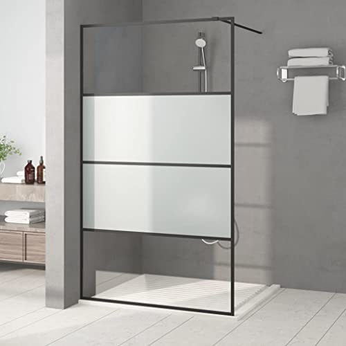 INLIFE Duschwand für Begehbare Dusche Schwarz 115x195 cm Halbmatt ESG,30.18kg,152128