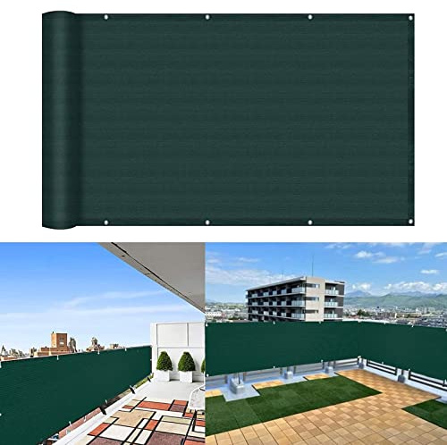 GUOJUN Balkon sichtschutz 80 x 700 cm Windschutz Staubschutz Balkonschutz Balkonabdeckung mit Ösen und Kabelbinder für Balkon Zaun Terrassen Garten, Grün