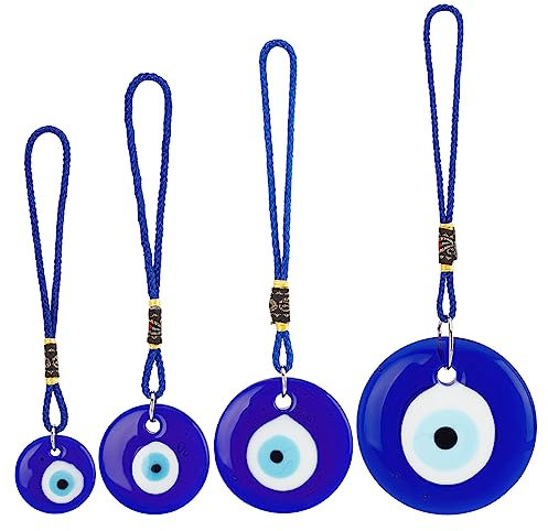 WEBEEDY 4 Stück Blaue Böse Augen Perlen Anhänger Böser Blick, Auto Hängedekoration Zum Aufhängen Türkisch Blaue Böse Augen Perlen, Böser Blick Fensteranhänger Für Fenster, Auto, Türrahmen, Balkon