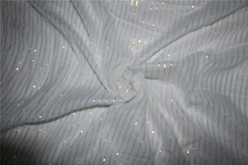 Weißer Baumwollstoff mit goldfarbenen Streifen Lurex-Webart 111,8 cm breite Baumwolle