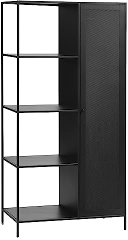möbelando Garderobenschrank >Malaga< in Schwarz und Gold - 90x180x50 (BxHxT)