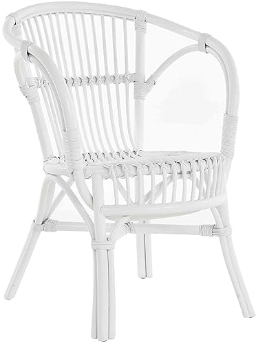 Klassischer Flecht-Sessel im skandinavischem Stil/Korb-Stuhl aus Natur-Rattan (Weiss)
