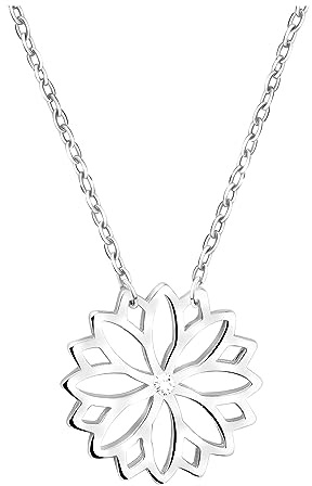 Sofia Milani - Damen Halskette 925 Silber - mit Zirkonia Steinen - Blumen Anhänger