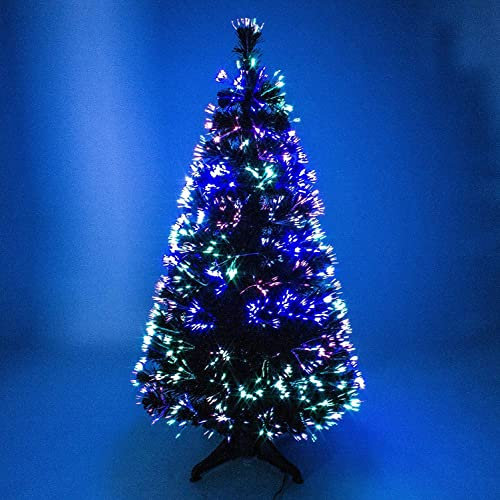 Abaseen 4FT Green Artificial Fibre Optic Christmas Tree | Xmas Tree with Color Changing Multicolor Fibre Optic for Indoor Decoration