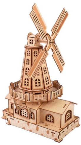 ibasenice 3D Windmühlen Puzzle DIY Bausatz Für Lustiges Und Kreatives Holzspielzeug Für Jungen Und ädchen Ideales Für Kleine Bastler Windmühlen Muster