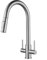 Kitchen Tap with Pull Out Sprayer Brushed Nickel Dual Lever Kitchen Sink Mixer Tap Swan Neck One Hole Monobloc Faucet