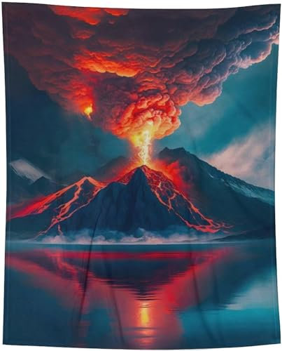 Kuscheldecke 220x240 Vulkan Decke, Karikatur Fleecedecke Flauschig, Flanell Warm Decken, Sofadecke Wohndecke Weiche Sofa üBerwurfdecke, Winterdecke Erwachsene Blanket Fuer Schlafzimmer deko