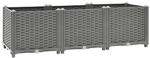 Cosisti Lit Surélevé Jardinière d'Extérieur Carré, Potager sur Pied, Bac Jardiniere Exterieur, Balcon - Polypropylène Gris Clair - 120 x 40 x 38 cm