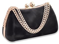 CORIOS Damen Abendtasche Marmor Clutch Bag Elegant Brauttasche Luxus Handgelenktasche Abnehmbarer Kette Handtasche Klein Tasche für Tanzparty Hochzeit Geburtstag Abendparty Schwarz