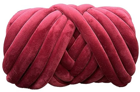 Chunky Cotton Tube Garn Handgestrickte Kristall Weiche Samt Gefüllte Garn 3cm Dicke Erstellen Grobe Warme Atmungsaktive Decken für Arm Stricken und DIY Projekte Tasche (31 Wein Rotwein)