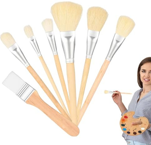 HunicandIU Makemop Lot de 7 pinceaux pour Peinture Acrylique, pinceaux mélangeurs pour Peinture Acrylique, pinceaux à dorer, pinceaux éventa pour Peinture, Grands pinceaux d'artiste