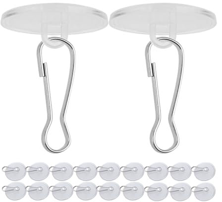 ZAAWUUT Set di 20 ganci adesivi da soffitto, ganci adesivi da parete con fibbia in metallo, piccoli dischi per luci a disco, supporto per poster per feste e matrimoni (20, argento trasparente)