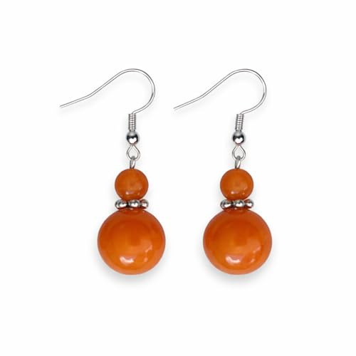 ASTER ALHELÍ - Pendientes Mujer Plata de Ley 925 con Jade Colores - Pendientes Colgantes Mujer con Piedras Naturales - Amuleto Protección Ideales para Regalo Original