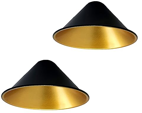 LEDSone Metall-Lampenschirm, einfache Montage, Retro-Industrie-Deckenbeleuchtung, Schirm, hängende Pendelleuchte für Küchen- und Esszimmerleuchten (Schwarzer, goldener Innenkegel 2PK)