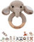 wunderwunsch® - Personalisierter Beißring Baby - Niedlicher Greifling für Baby's ab 0 Monate - Babyrassel mit Name als Baby Geschenk für Mädchen und Jungen (Elefant,mit Name)