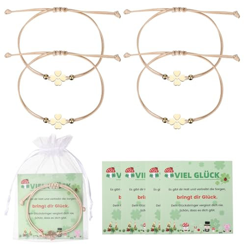 Kasyat 4 Sets Glücksbringer Armband Schulabschluss Geschenk Karte für Frauen Abschlussgeschenk Souvenir Glücksgeschenk