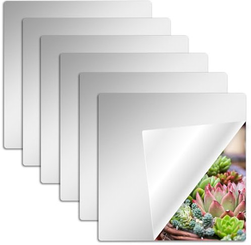 GALOZZOIT 6 Piezas Espejos Pared, 20x20 cm Espejo Adhesivo Pared Flexibles Espejos Decorativos de Pared Espejo Adhesivo Acrílico Espejo de Pie Cuerpo Entero Espejos para Puertas Armario Habitacion