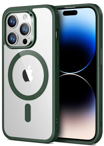 ESR für iPhone 14 Pro Max Hülle, kompatibel mit MagSafe, Classic Hybrid Magnetische mit HaloLock, Militärnorm Sturzschutz Handyhülle, Kratzfeste Rückseite Case, Klares Grün