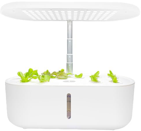 Holzsammlung Indoor Garden Hydroponics Growing System, 10 Pods Plant Germination Kit Aeroponic Vegetable Growth Lamp Countertop with LED Grow Light, White