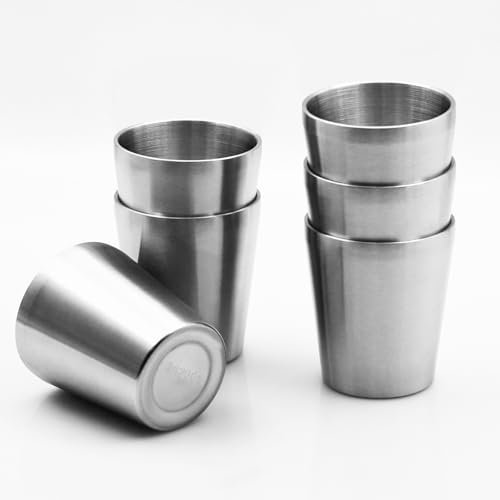 LYFJXX 6 Pack Stainless Steel Cup, Double Wall Vacuum Water Glasses, 10oz Reusable Metal Beer Cups, Drinking Mugs for Camping,Hiking, Outdoor, Indoor Activities