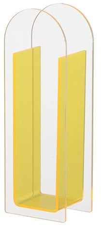 Vase, Flower Vase Acrylic Vase Acrylic Book Vase Wide Mouth Vase Clear Vase Geometric Vase Minimalist Vase for Wedding Party Home Table Decor (Semi Colorful Lemon Yellow)