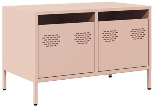 vidaXL Meuble TV Rose 68x39x43,5 cm Acier laminé à Froid, Support TV, Buffet TV, Armoire HiFi, Banc TV, Armoire en métal, Meuble multimédia