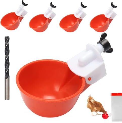 FISH DRAGATE 5 pieces chicken drinkers,hühnertränke with drill,geflügeltränke,wachteltränke,hühner futterautomat, poultry drinking tool, feed dispenser,chicken water cup,water dispenser set for chicke