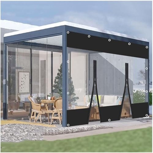 Tende in Telone Esterni,pannelli Laterali in Tela Cerata Chiare,tende in Teloni Trasparenti Impermeabili Con Porta a Cerniera,pannelli Laterali in Telone Pergola Gazebo Garage,WxH-3.6x3m/11.8*9.8ft