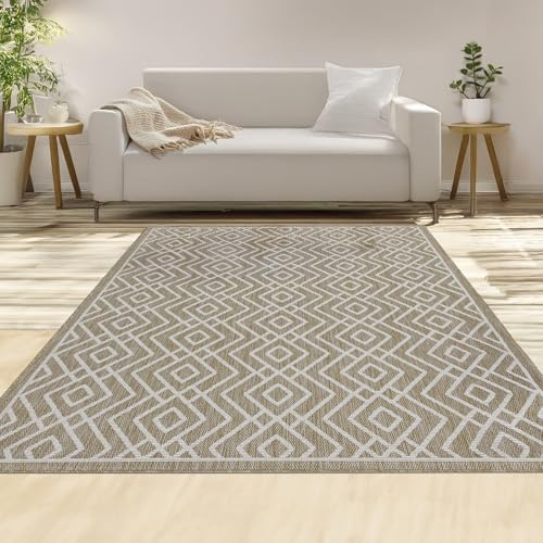 homeart Area Rugs – Durable, Stain-Resistant, Vibrant Geometric Design Carpets – Easy-Clean Rugs for Living Room, Kitchen, Entryway, or Bedroom – Diamond - Beige Cream - 80x150 cm
