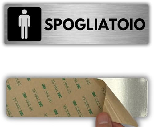 LEIASA | Segnale adesivo Spogliatoio Uomo - 5x18 cm - Spessore 0,8 mm - Alluminio - Cartello Area Spogliatoio - Segno Spogliatoio Maschile - Cartello adesivo 3M - Zona Cambi Uomo