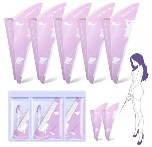 YADOBIG 30 Pièces Urinoir Femme Portable, Imperméable Pisse Debout, Pipi Debout Jetables en Papier, Adaptés aux Femmes Enceintes, aux Patients, aux Camping, Violets, Anti-Fuite