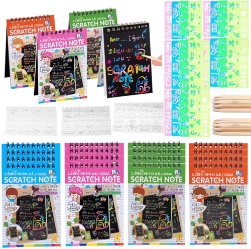 Sigowal 20 Pack Scratch Notebooks, Rainbow Scratch Paper Art Notebooks
