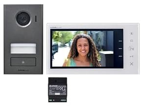 Générique Interphone Vidéo Couleur Antivandale en Saillie – Kit 2 Fils Intégral JVS1V – Écran 7, Commande Portail et Portillon, Mains Libres, Réglages Personnalisés, Platine Résistante