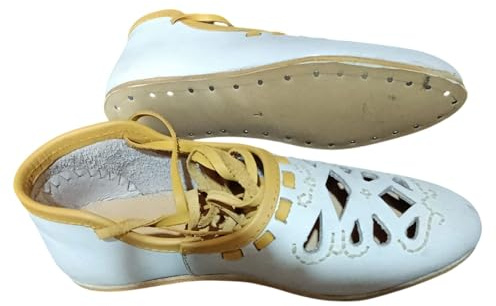 Handmade White Leather Ballet Flats for Women – Ethnic Slip-On Shoes with Cutout Design Traditional Artisan Crafted Comfortable Footwear