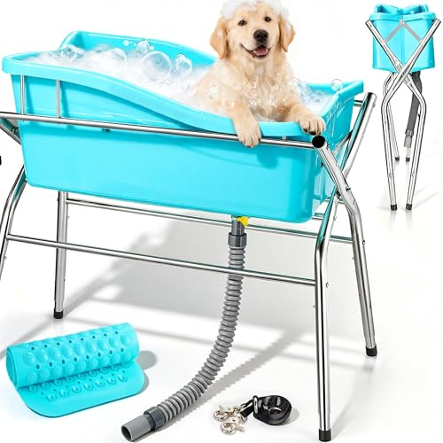 Handnam Bañera de metal para perros, estación de baño portátil para perros (diseño patentado)