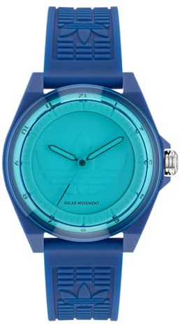 adidas Project Four SOLAR Unisex Armbanduhr, Solar-Dreizeigerwerk Analog, Kunststoff, 41 mm, Kunststoffarmband, Blau, 5 bar, Zifferblattfarbe: Blau, AOST25528