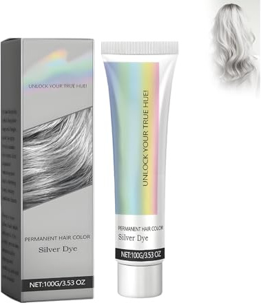 Hair Color Silver Cream, Instant Hair Dye Shampoo, Crema de Tinte para el Cabello Gris Plateado, Suave y Brillante, Color Natural Temporal para Todo Tipo de Cabello