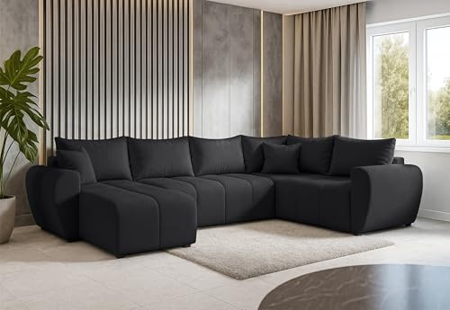 AXLIVING Malatya U XL Wohnlandschaft U Form XXL Ecksofa Schwarz modern R