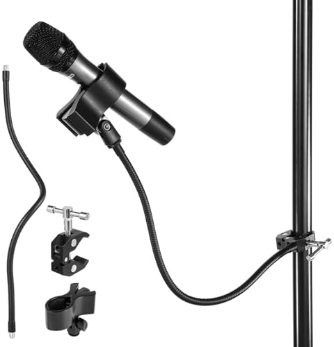 Calolin Gooseneck Microphone Stand Crab Clamp, Rotatable Microphone Clip with Flexible Arm & Clamp for Tube, Adjustable Crab Claw Mic Clamp, Universal Compatibility for Studio Stage Home