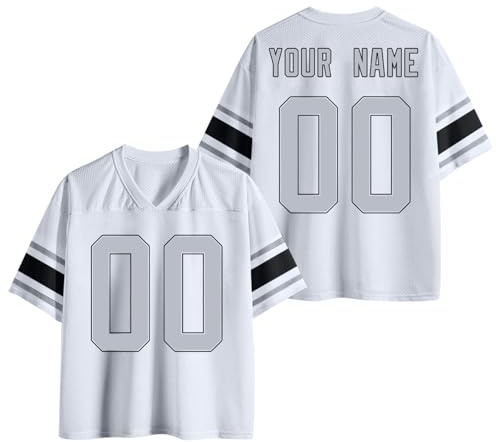 Custom American Football Jersey with Team Name Number, Personalised Short Sleeves Athletic Rugby T-Shirt for Men Women Youth