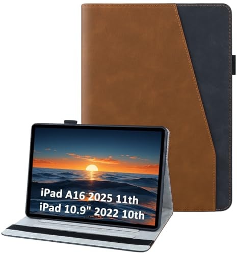 laddutoi Funda para iPad 11ª Generación A16 2025 11 Pulgadas/iPad 10ª Generación 2022 10.9”, Carcasa Protectora Ranuras para Tarjetas, Soporte Plegable y Cubierta de Cuero PU Cover Funda, Naranja