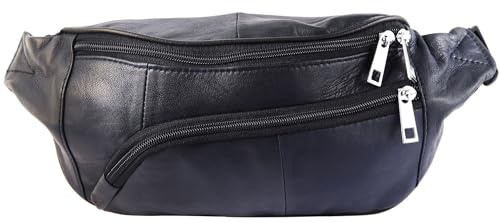 Steinmeister Unisex Tasche - Unisextasche aus Leder in Blau mit Reißverschluss