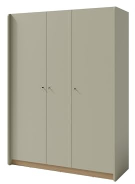 Marmex Meble Alessio Kleiderschrank 3-türig, Moderner Schrank mit Einlegeböden & Kleiderstange, eukalyptus + Eiche Baltic Dune