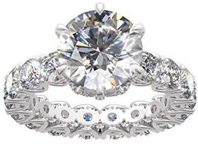 Jeulia 6.55 ct Damen Eternity Ringe Rundschliff Sterling Silber Ringe Schmuck für Verlobungsring Trauring Ehering