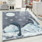 Carpetsale24 Kinderteppich süßes Dinosaurier Muster Blau und Grau 160 x 230 cm - Kurzflor Teppich Kinderzimmer Babyzimmer für Mädchen und Junge Extra Weich und Pflegeleicht - Spielteppich Babyteppich