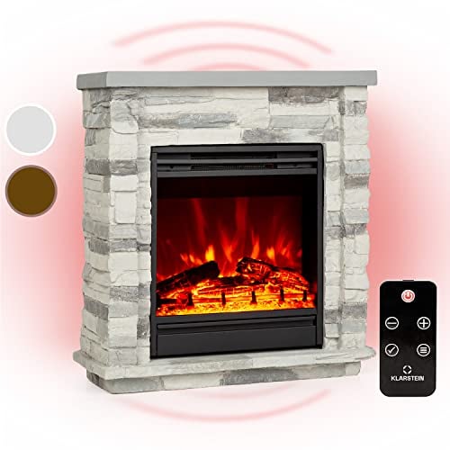 Klarstein Chimenea Electrica Bajo Consumo Pared, Estufa sin Leña de Interior, Chimeneas Electricas Decorativas 1800W, Llama LED, Chimenea Decorativa con Mando, Temporizador y Efecto Real Troncos