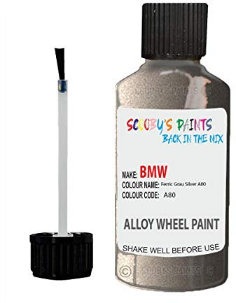 Alloy Wheel Repair Touch up Paint KIT Curbing Scratch CHIP Silver Black Gold (Ferric Grey Silver A80 Compatible with BMW)