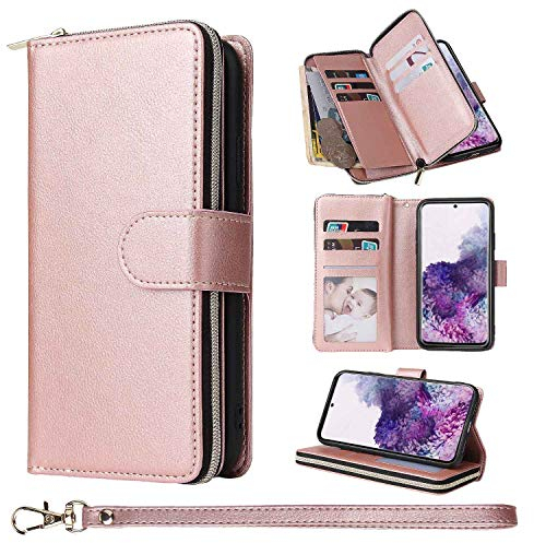 ZCDAYE Hülle für Samsung Galaxy S20 Plus Handyhülle Geldbörse, PU Leder Samsung Galaxy S20 Plus Handytasche Schutzhülle mit 9 Kartenschlitzen für Samsung S20 Plus, Rosa